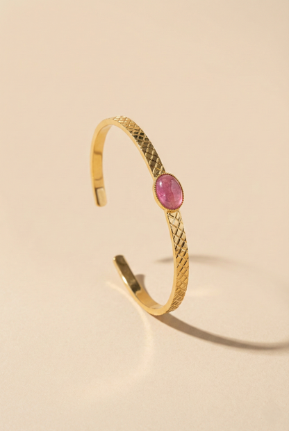 Bracelet Sillage Rhodochrosite, Plaqué Or