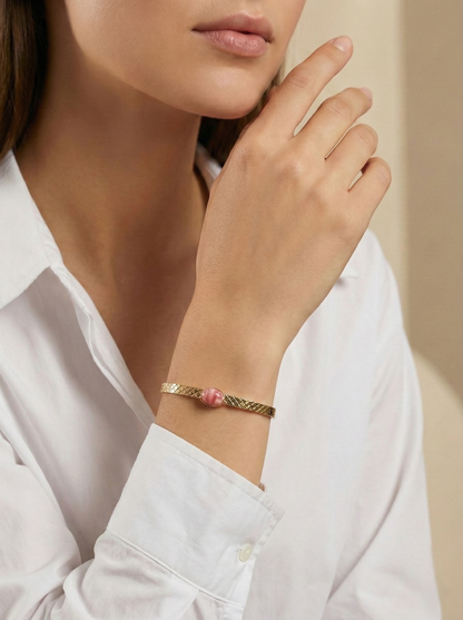 Bracelet Sillage Rhodochrosite, Plaqué Or