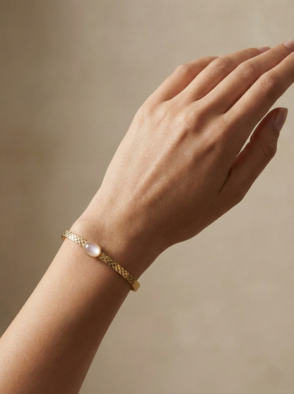 Bracelet Sillage Nacre, Plaqué Or