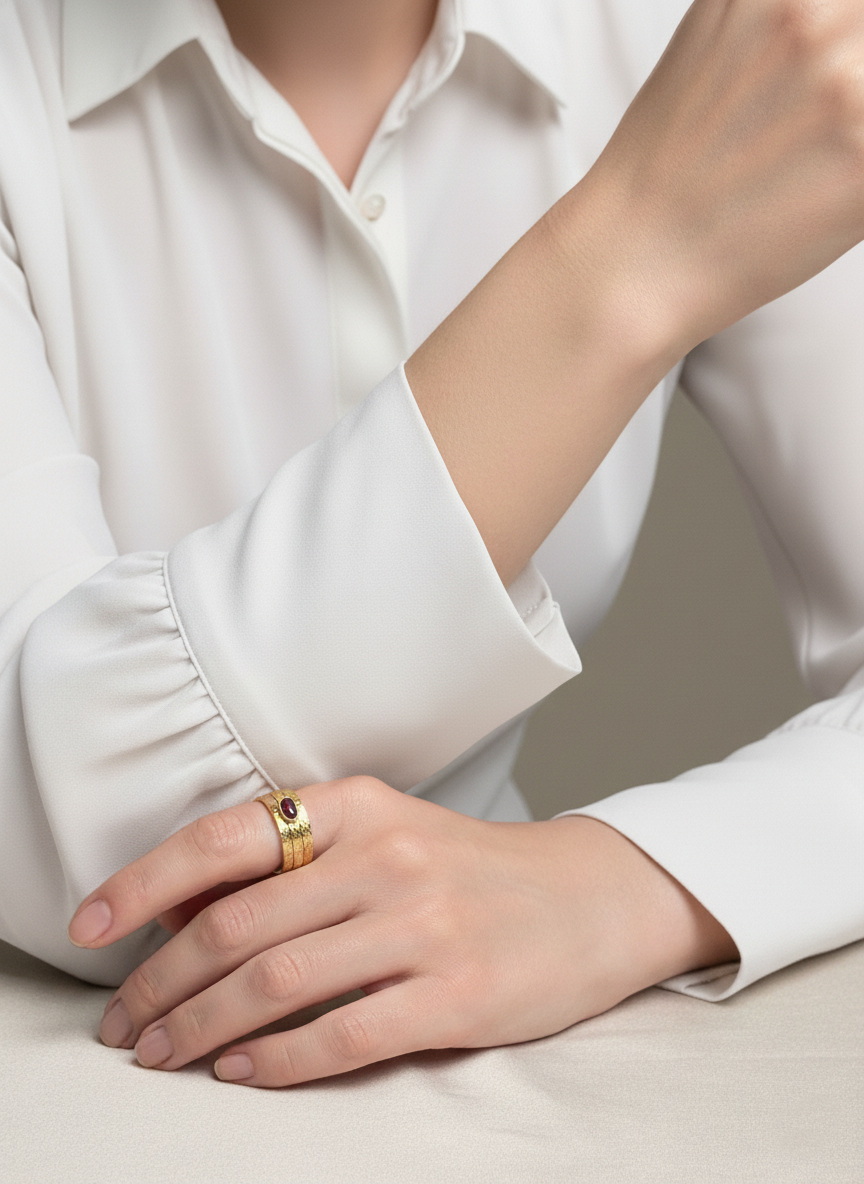 Bague réglable Sillage Petit Grenat