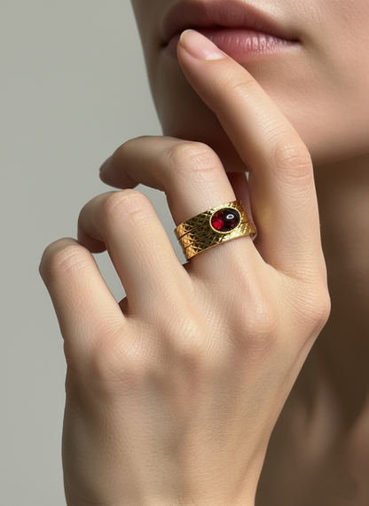 Bague Sillage grenat triple anneau