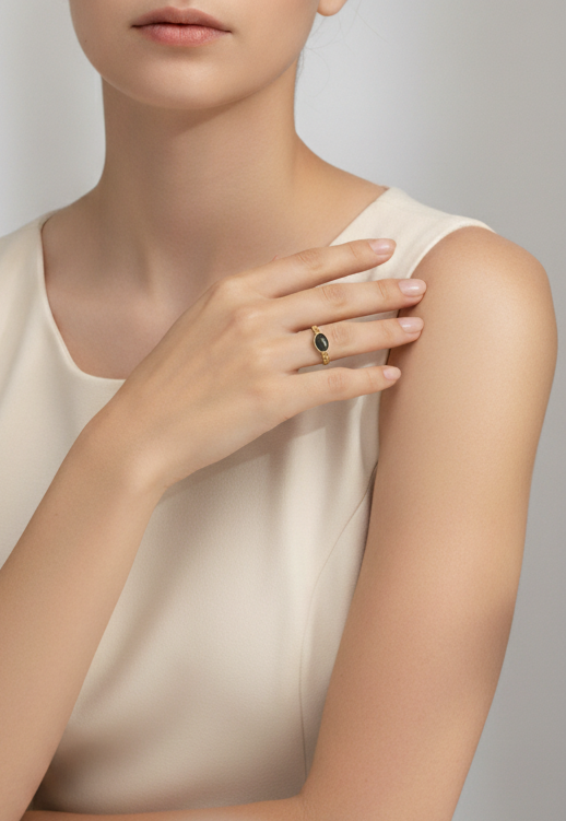 Bague Pyrite portée