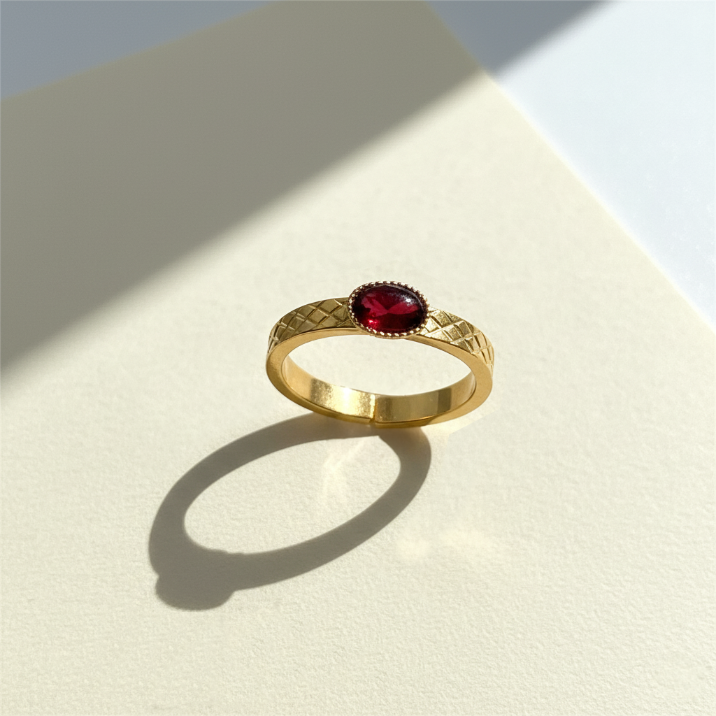 Bague anneau matelassé Grenat