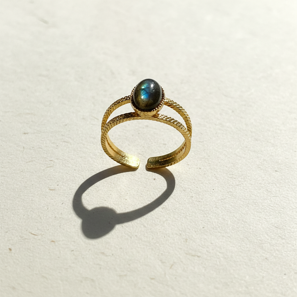 Bague double anneau Labradorite