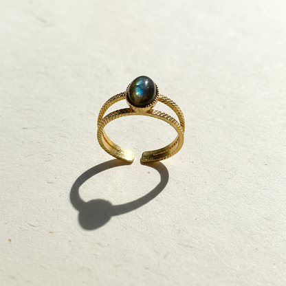 Bague double anneau Labradorite