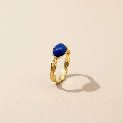 Bague Torsade Lapis Lazuli plaqué or