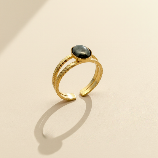 Bague anneau double Pyrite