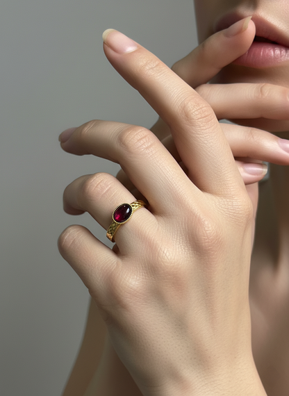 Bague Grenat plaqué or
