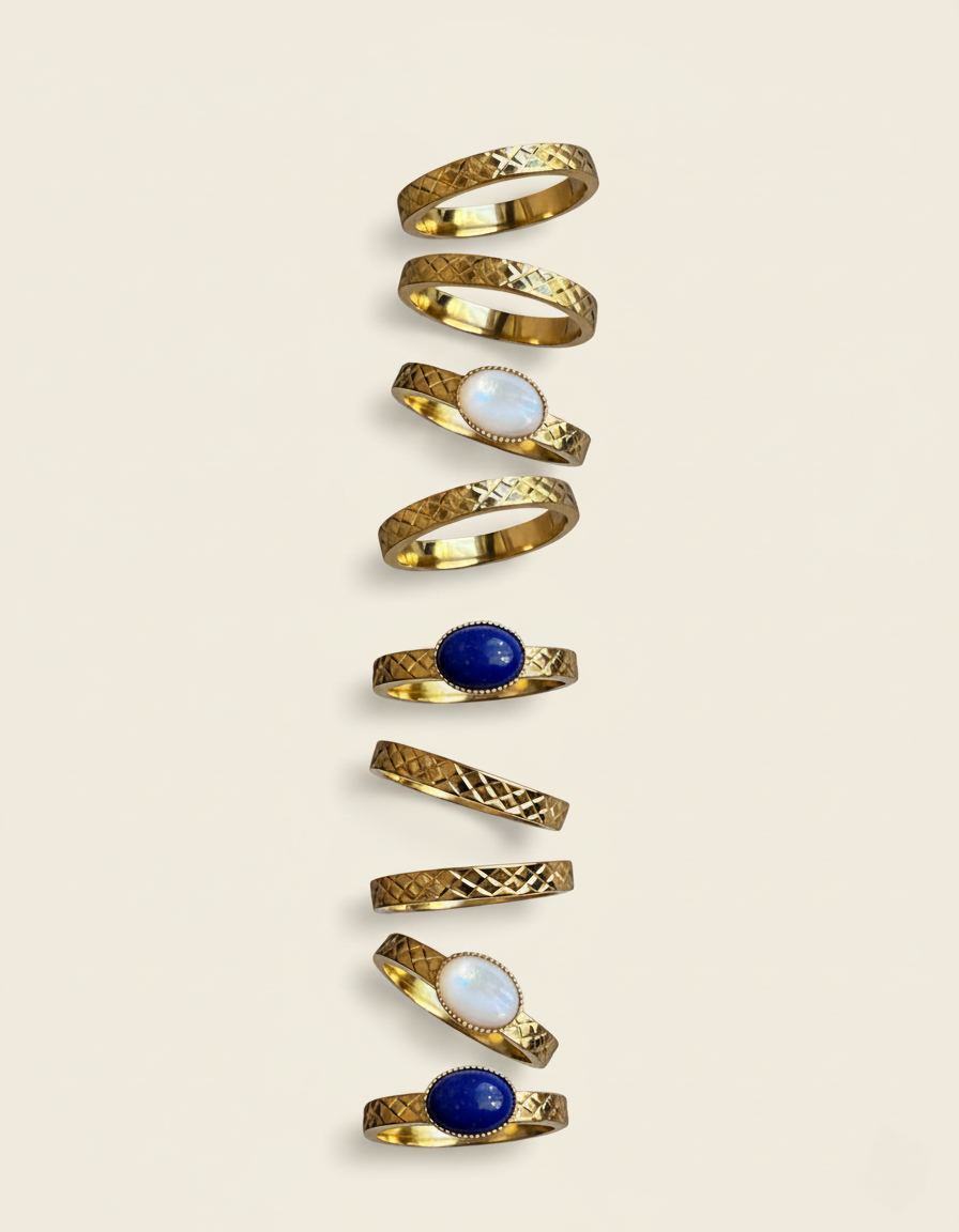 Bagues collection Sillage Nacre et Lapis