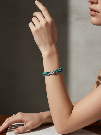 Bracelet Turquoise Argent porté