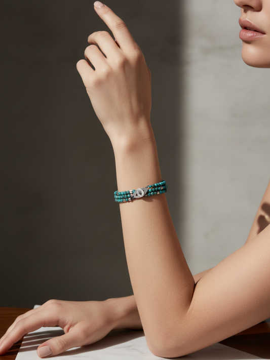 Bracelet Turquoise Argent porté
