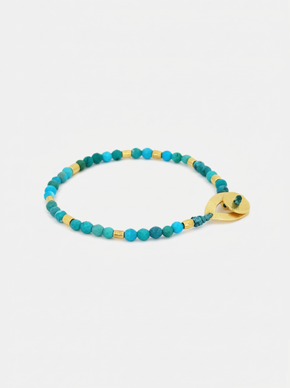 Bracelet Turquoise perles Africaines plaqué or