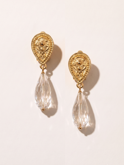 Boucles d’oreilles Clips, Cristal de Roche