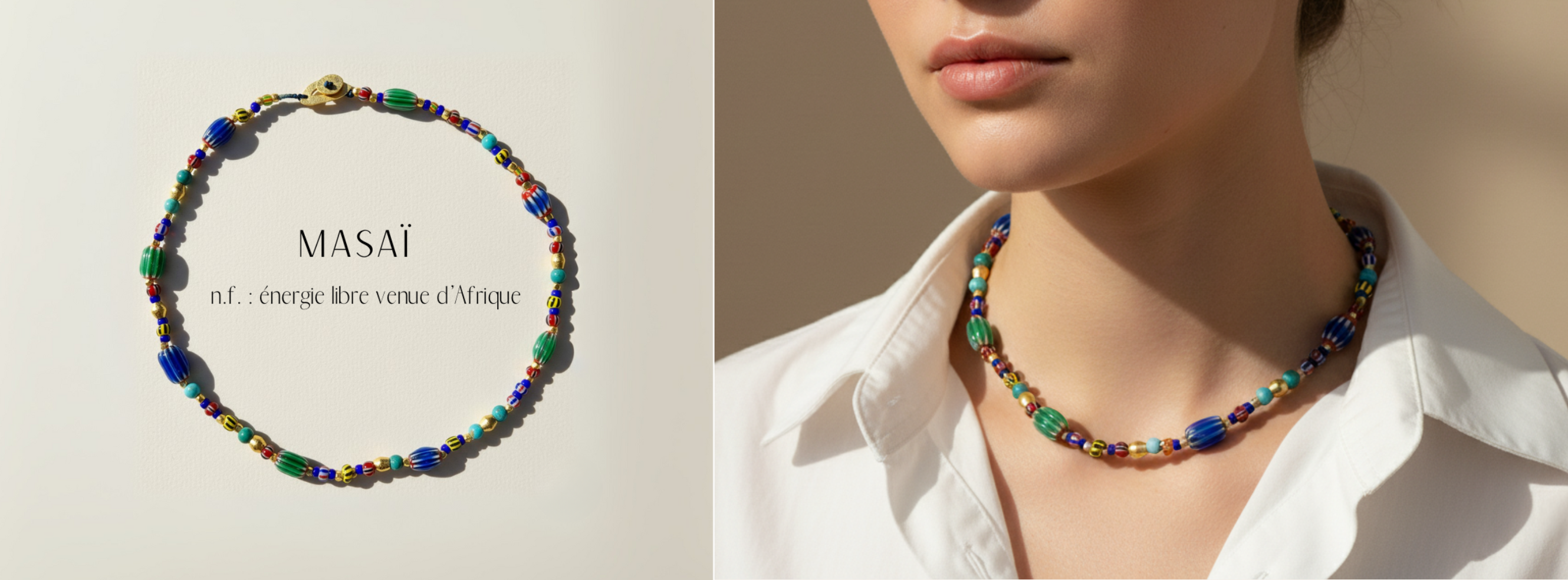 Collier collection Masai perles de Venise