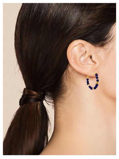 Créoles Lapis Lazuli gold filled portées