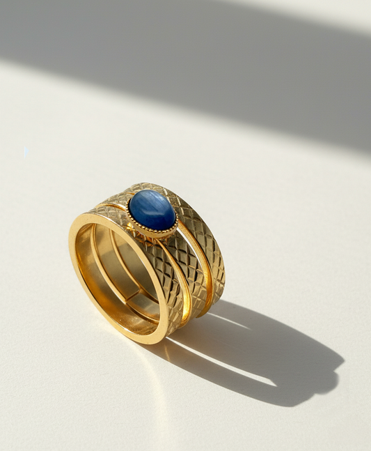 Bague Kyanite 3 anneaux matelassé
