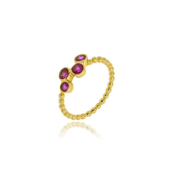 Bague Tsavo* Or 750 millièmes &  Rubis Ronds du Kenya