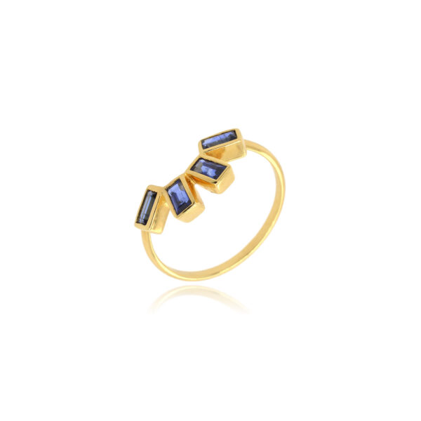 Bague Ceylan* Or 750 millièmes & 4 Saphirs Baguette