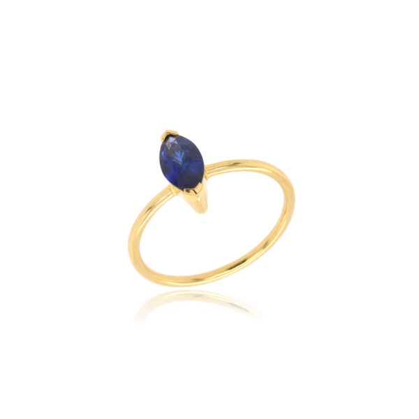 Bague Mogok* Or 750 millièmes & Saphir Marquise de Birmanie