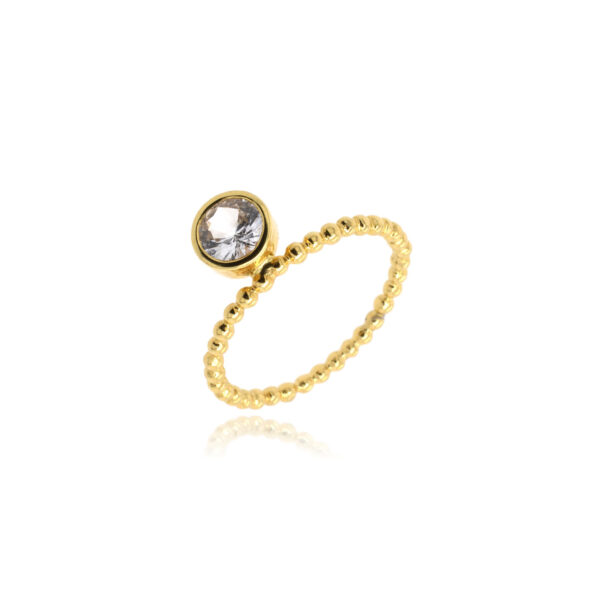Bague Ratna* Or 750 millièmes & Saphir Rond Décalé