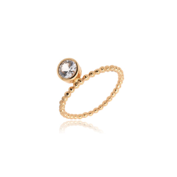 Bague Ratna Saphir Rond Décalé et Or Rose