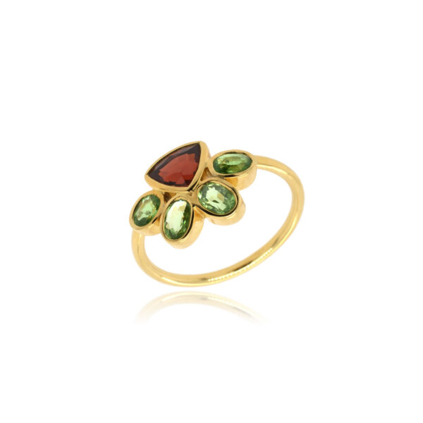 Bague Umba* Or 750 millièmes & Grenats Trillion Ovales