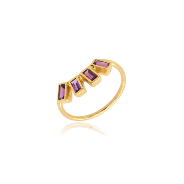 Bague Umba* Or 750 millièmes & Rhodolite Baguette