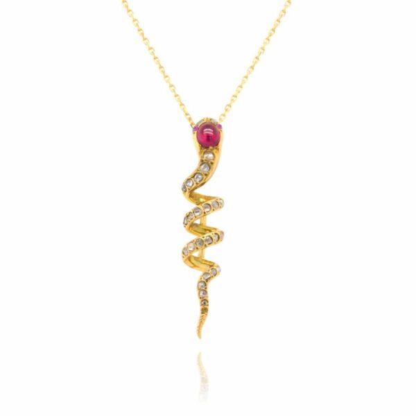 Pendentif Nyoka* Upcyclé Rubis Diamants & Or 750 millièmes