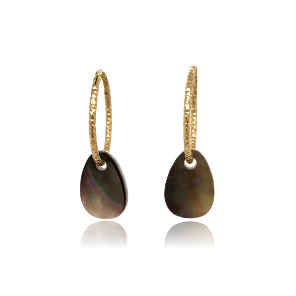 Créoles Nacre et Or 18k, boucles d'oreilles pendant amovible
