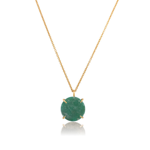 Collier recyclé Diski* en Amazonite et Or 18 Carats
