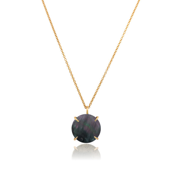 Collier recyclé Diski* en Nacre Grise et Or 18 carats