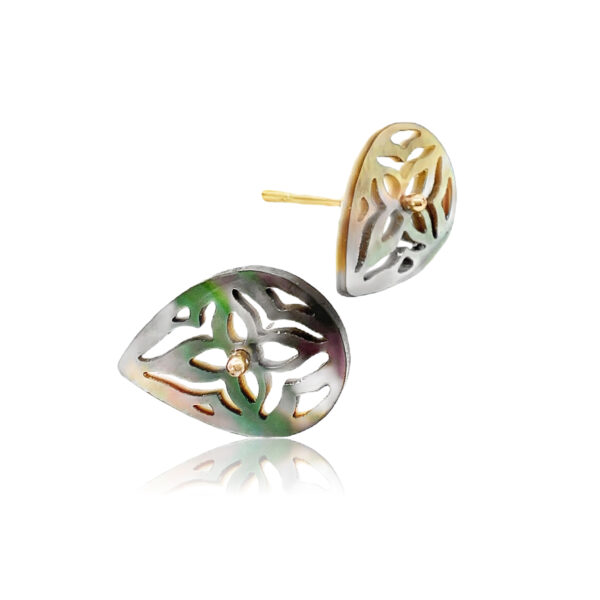 Boucles d'Oreilles Gouttes en Nacre & Or Jaune 9k