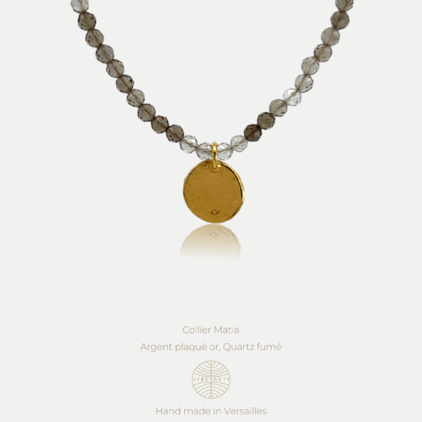 Collier quartz fumé