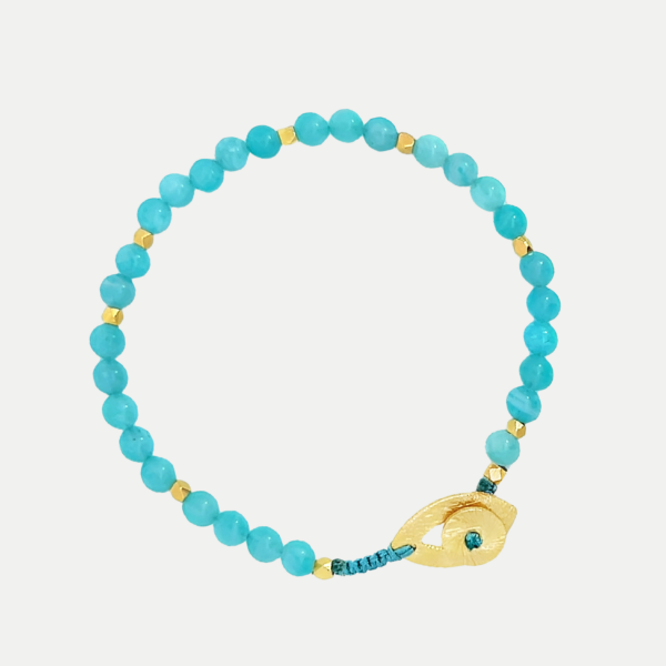 Bracelet Bleu Lagon Amazonite et Or