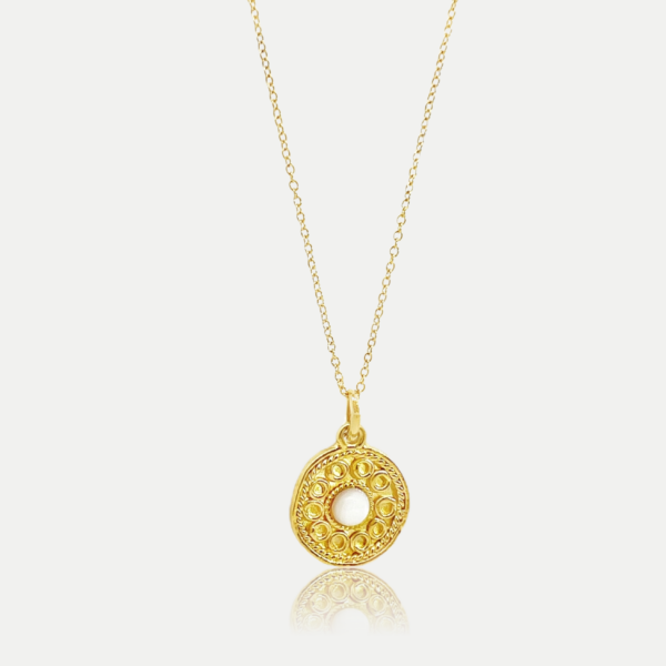 Collier Nacre et Or, Médaille Byzance