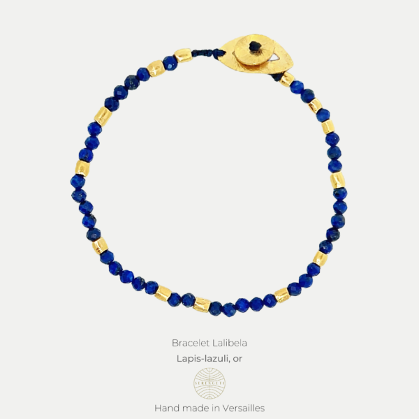 Bracelet Lapis-lazuli Bleu Nuit et Or, Bracelet Lalibela